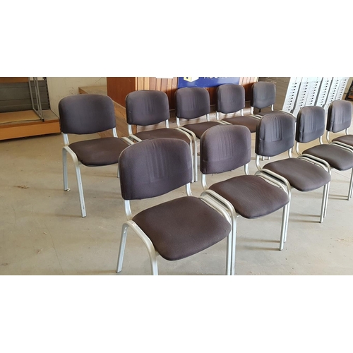 189 - Set of 10 x Conference / Office Chairs, Black Fabric and Grey Finished Metal Legs, Stacking, (10)