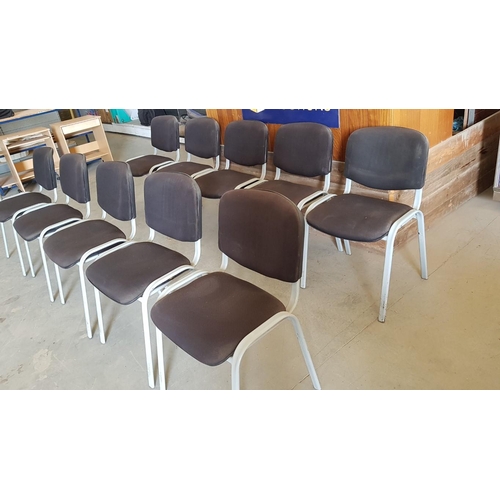 189 - Set of 10 x Conference / Office Chairs, Black Fabric and Grey Finished Metal Legs, Stacking, (10)