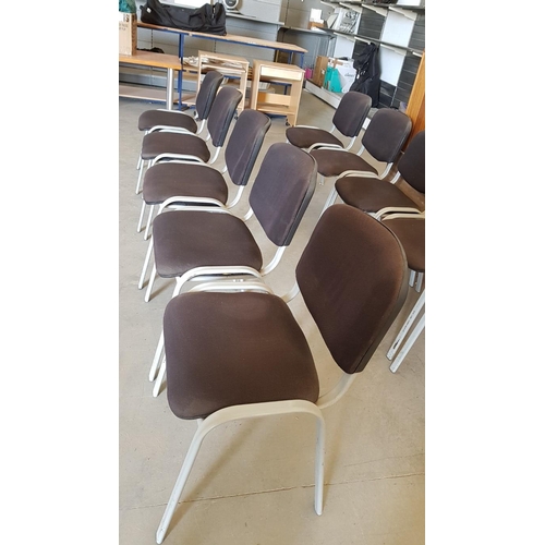 189 - Set of 10 x Conference / Office Chairs, Black Fabric and Grey Finished Metal Legs, Stacking, (10)