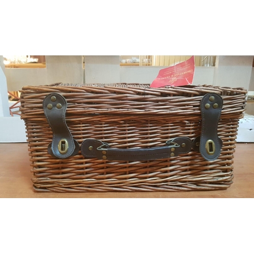 232 - Vintage Traditional Wicker Picnic/Food Hamper with Faux Leather Handle and Straps. (45cm x 30.5cm x ... 