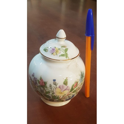 370 - 'Aynsley Wild Tudor' Fine Bone China Collection: Large Lidded Trinket Box (Ø:12cm  H:11cm), Vase (H:... 