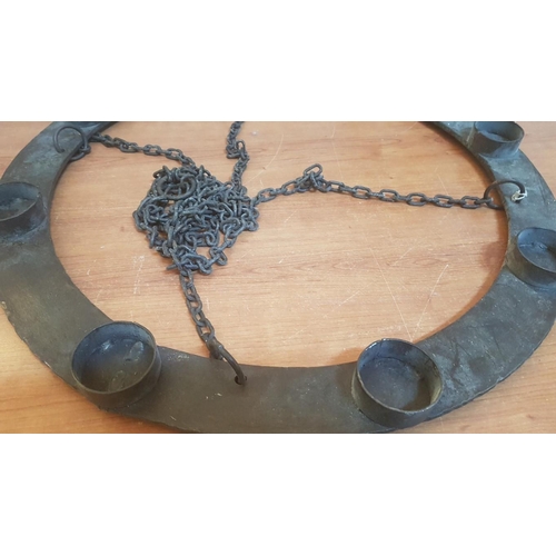 371 - Antique Style Heavy Metal Hanging 8X Candle Holders in Garland Shape, Ø: 50cm.