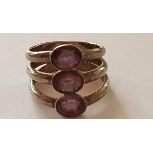 384 - 3x Large Silver Rings, Size R, Size Q, Size R, Approx. 29.25g.