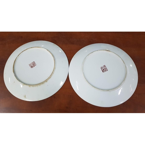 392 - Late 20th Century 2x Decorative Chrysanthemum Chinese Porcelain 2x Plates, Ø: 30cm Each.