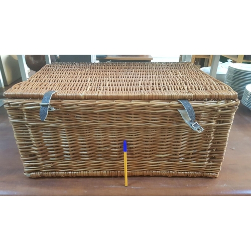 395 - Large Traditional Wicker Picnic Basket/Hamper. (63cm x 43cm x30cm).