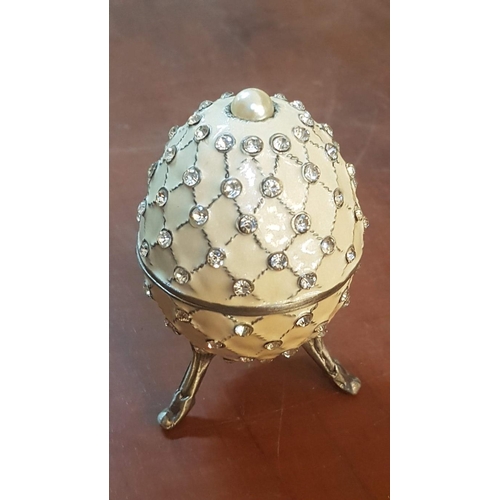 398 - Assorted Collection: 3x Vintage Style Silver Plated Goblets, 'Faberge' Style Egg Trinket Box and Por... 