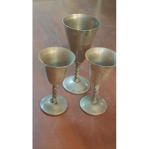 398 - Assorted Collection: 3x Vintage Style Silver Plated Goblets, 'Faberge' Style Egg Trinket Box and Por... 