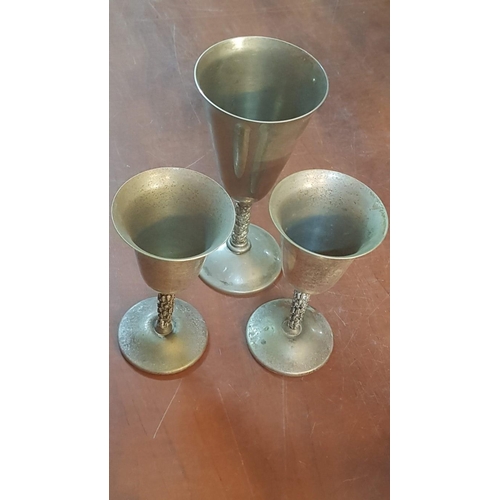 398 - Assorted Collection: 3x Vintage Style Silver Plated Goblets, 'Faberge' Style Egg Trinket Box and Por... 