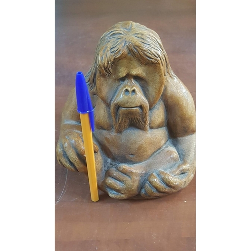 399 - 'Orangutan' Solid Wood Sculpture. H:15.5cm