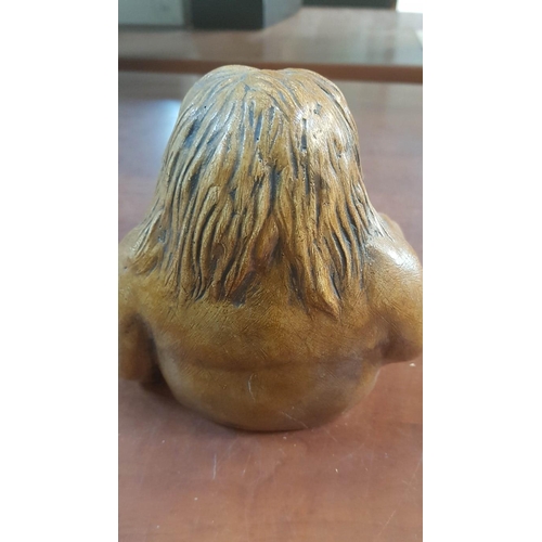 399 - 'Orangutan' Solid Wood Sculpture. H:15.5cm