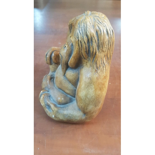 399 - 'Orangutan' Solid Wood Sculpture. H:15.5cm