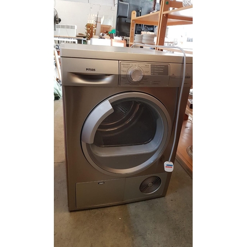 411 - 'Pitsos' Type WDT2 IPX4 Tumble Dryer, Silver, 7kg, Various Drying Programs, Greek Language on The Pa... 