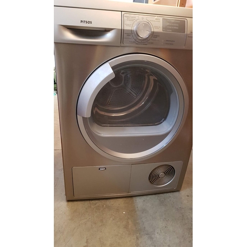 411 - 'Pitsos' Type WDT2 IPX4 Tumble Dryer, Silver, 7kg, Various Drying Programs, Greek Language on The Pa... 