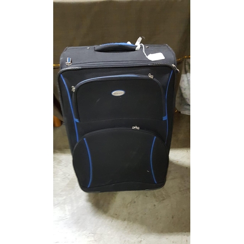 461 - Large Black with Blue Details Suitcase, W:28cm H:63cm D:40cm. (A/F)