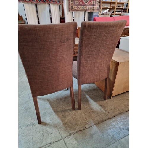 121 - Pair of Modern Brown Padded Fabric Dining Chairs with Walnut Colour Wood Legs, (2)