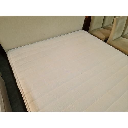 66 - Double Bed with Cream Fabric Base and Padded Headboard, Together with Gevorest 'Ypnos Pocketed Supre... 