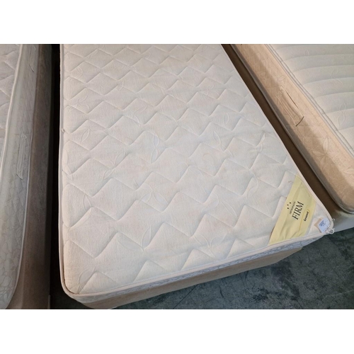 67 - Single Bed with Beige Fabric Base and Padded Headboard, Together with Gevorest Mattress, (Approx. 90... 