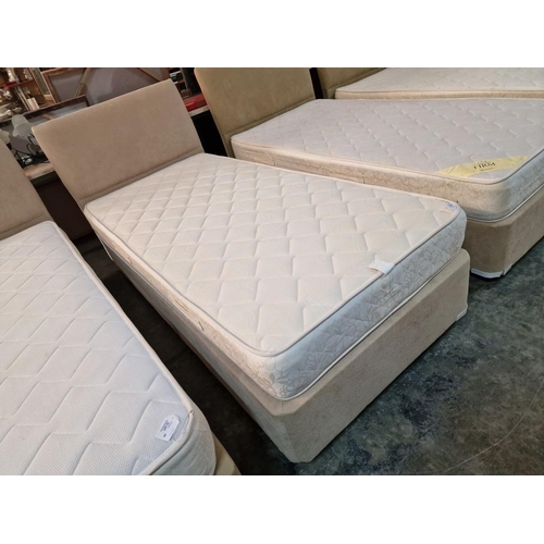 69 - Single Bed with Beige Fabric Base and Padded Headboard, Together with Gevorest Mattress, (Approx. 90... 