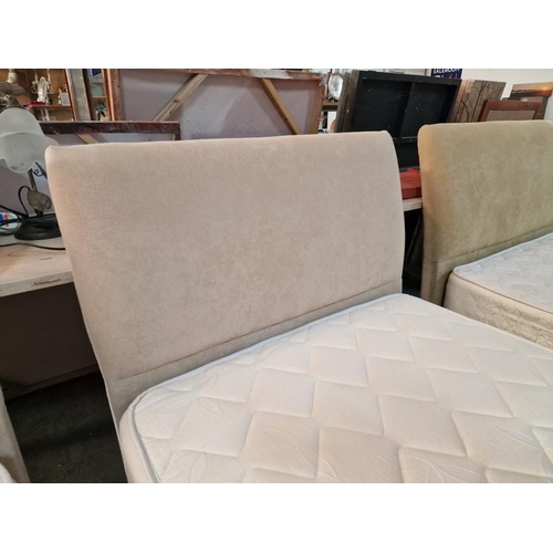 69 - Single Bed with Beige Fabric Base and Padded Headboard, Together with Gevorest Mattress, (Approx. 90... 