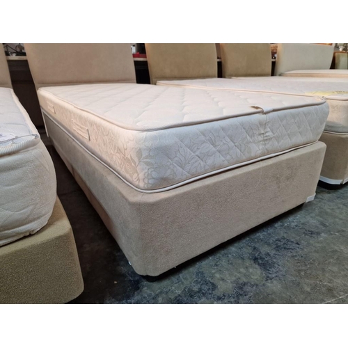 69 - Single Bed with Beige Fabric Base and Padded Headboard, Together with Gevorest Mattress, (Approx. 90... 