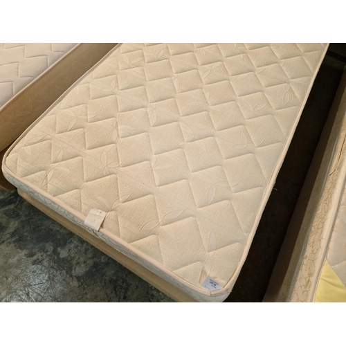 69 - Single Bed with Beige Fabric Base and Padded Headboard, Together with Gevorest Mattress, (Approx. 90... 