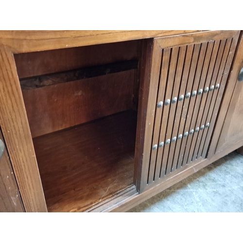 73 - Solid Wood Country Style Sideboard with 3-Drawers, 2 x End Cupboards and Centre Storage with Sliding... 