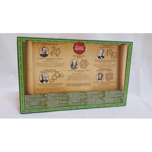 106 - Puzzle for Great Minds. Set Of 5X Puzzle Compendium.(3x Wooden & 2x Metal Puzzles, Original Box)