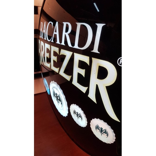 135 - Vintage Wall Mounted & Double Sided Round Bacardi Breezer Advertising Lamp, (Approx. Ø: 76cm), with ... 