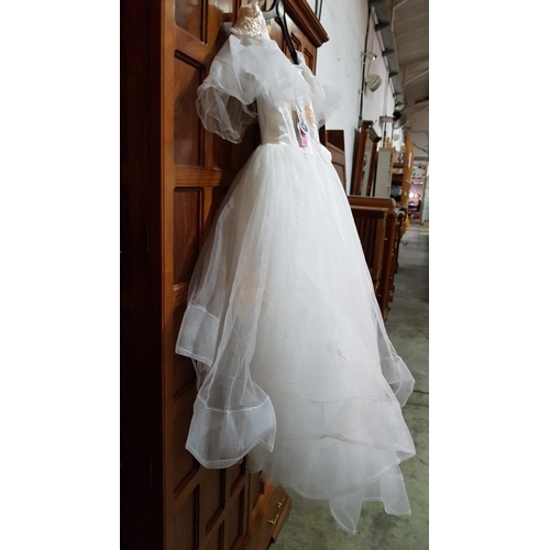 144 - Tulle Princess Dress, 'Off White' Color with Delicate Embroidered Appliqués. Size 8-10 years. (Un-Us... 