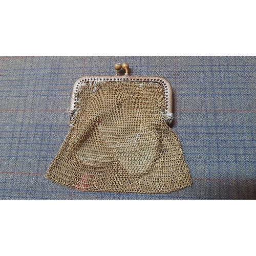 151 - Antique and Retro Style Metal Mesh/Purses. Antique Brass Mesh, Approx. 7cm x 8cm (A/F, Repaired). 2X... 