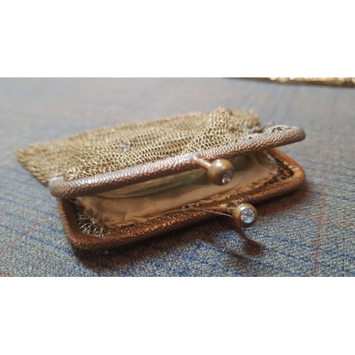 151 - Antique and Retro Style Metal Mesh/Purses. Antique Brass Mesh, Approx. 7cm x 8cm (A/F, Repaired). 2X... 