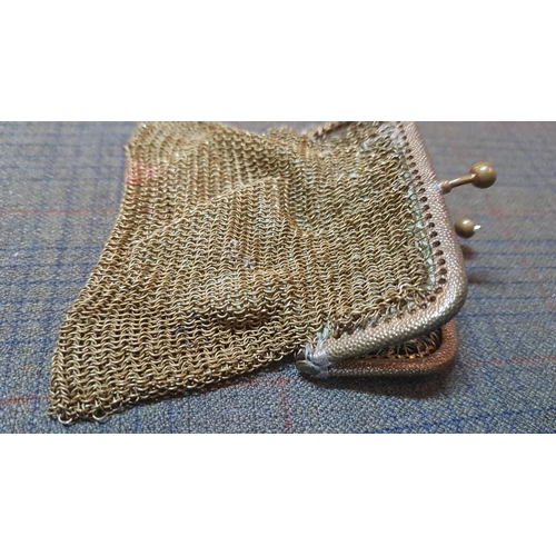 151 - Antique and Retro Style Metal Mesh/Purses. Antique Brass Mesh, Approx. 7cm x 8cm (A/F, Repaired). 2X... 