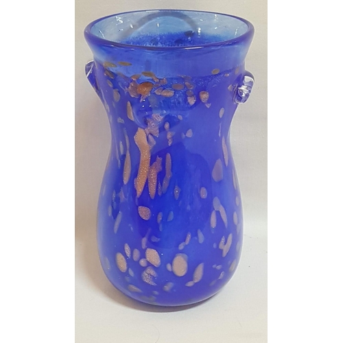 152 - 'Murano' Glass Decorative Vase, Cobalt Blue with Gold (Glitter), H: 18cm and Multi Blue Decanter wit... 