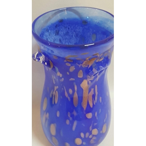 152 - 'Murano' Glass Decorative Vase, Cobalt Blue with Gold (Glitter), H: 18cm and Multi Blue Decanter wit... 