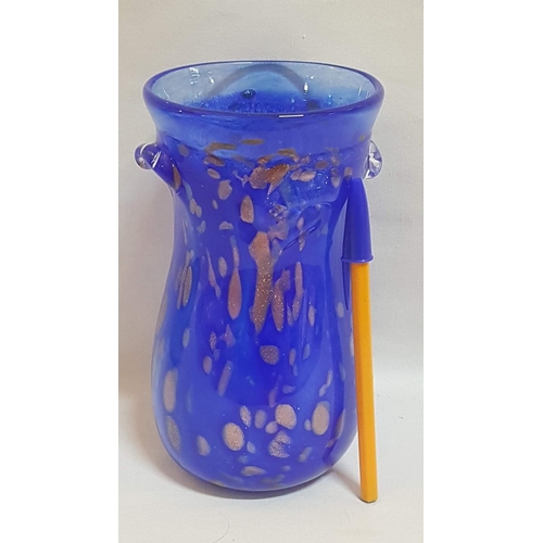 152 - 'Murano' Glass Decorative Vase, Cobalt Blue with Gold (Glitter), H: 18cm and Multi Blue Decanter wit... 