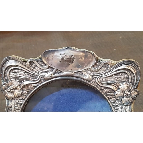 200 - Antique Sterling Silver (English Hallmark) High Ornate Dressing Table Photo Frame, Approx. 14cm x 15... 