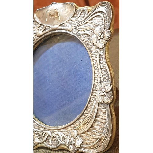 200 - Antique Sterling Silver (English Hallmark) High Ornate Dressing Table Photo Frame, Approx. 14cm x 15... 