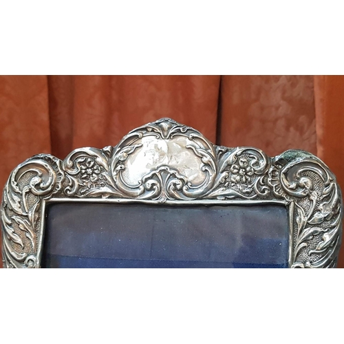 202 - Sterling Silver (English Hallmark), Floral High Ornate Photo Frame, Approx. 21cm x 28.5cm, A/F