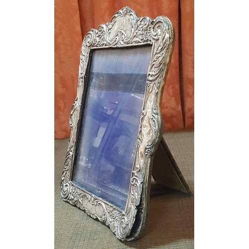 202 - Sterling Silver (English Hallmark), Floral High Ornate Photo Frame, Approx. 21cm x 28.5cm, A/F