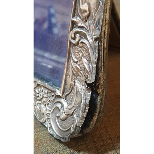 202 - Sterling Silver (English Hallmark), Floral High Ornate Photo Frame, Approx. 21cm x 28.5cm, A/F