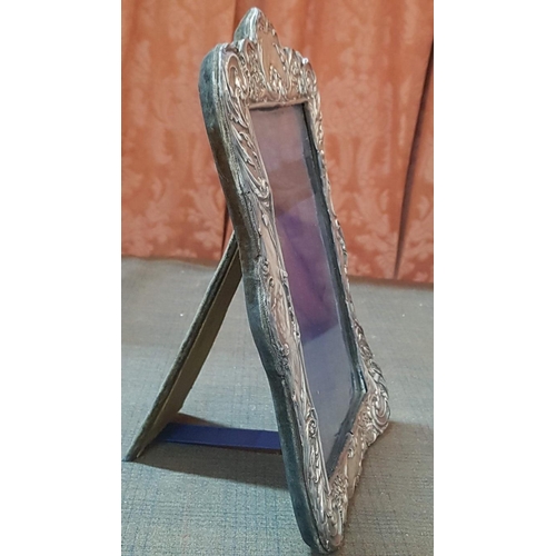 202 - Sterling Silver (English Hallmark), Floral High Ornate Photo Frame, Approx. 21cm x 28.5cm, A/F