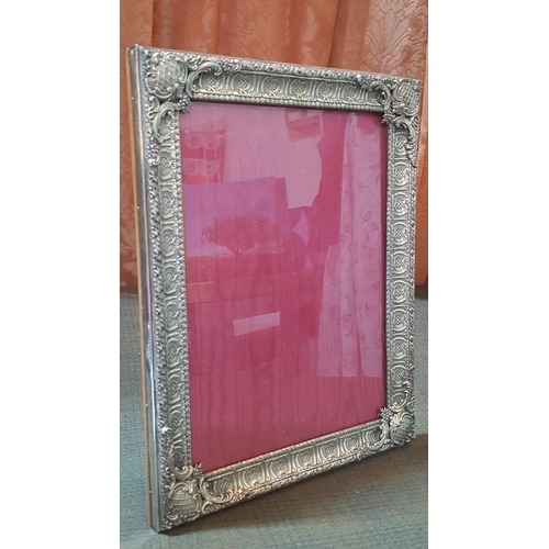 203 - Vintage High Ornate Silver (800) Rectangular Photo Frame, 
22.5cm x 28.5cm.