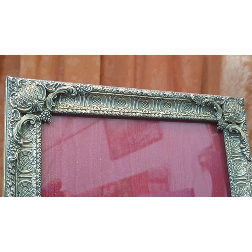 203 - Vintage High Ornate Silver (800) Rectangular Photo Frame, 
22.5cm x 28.5cm.