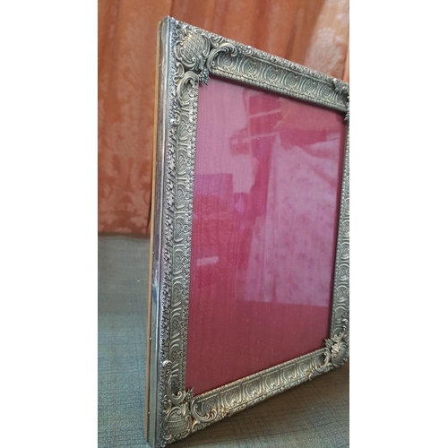 203 - Vintage High Ornate Silver (800) Rectangular Photo Frame, 
22.5cm x 28.5cm.