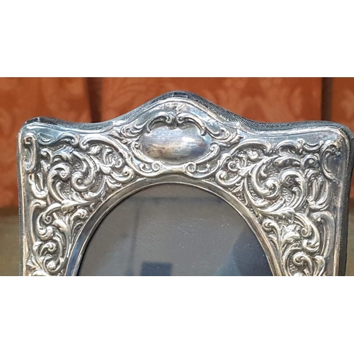 204 - Antique Sterling Silver (English Hallmark), High Ornate Photo Frame, Approx. 14.5cm x 20cm.