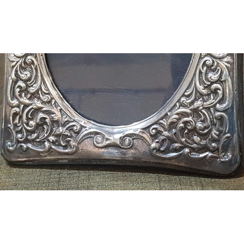 204 - Antique Sterling Silver (English Hallmark), High Ornate Photo Frame, Approx. 14.5cm x 20cm.