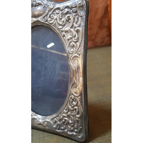 204 - Antique Sterling Silver (English Hallmark), High Ornate Photo Frame, Approx. 14.5cm x 20cm.