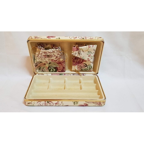 317 - Large Retro Jacquard Cloth Jewelry Box. (Approx. 26.5cm x 16.5cm x 5.5cm).