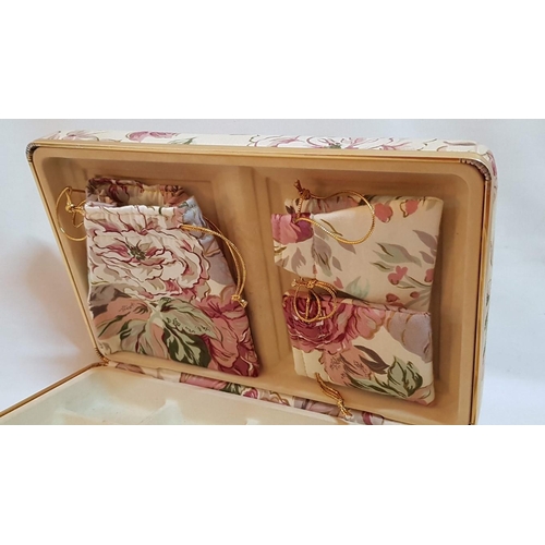 317 - Large Retro Jacquard Cloth Jewelry Box. (Approx. 26.5cm x 16.5cm x 5.5cm).