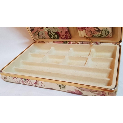 317 - Large Retro Jacquard Cloth Jewelry Box. (Approx. 26.5cm x 16.5cm x 5.5cm).